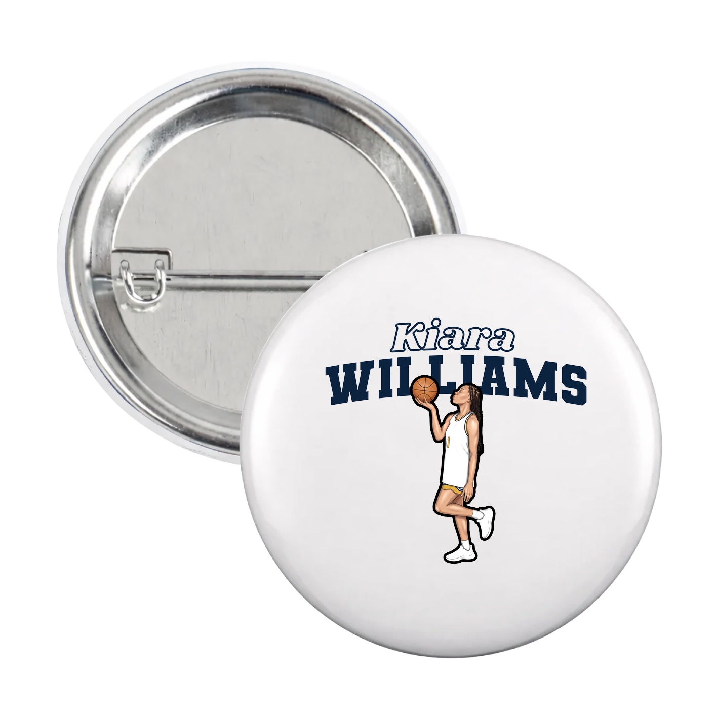 Game Day Button — Name Arch in White