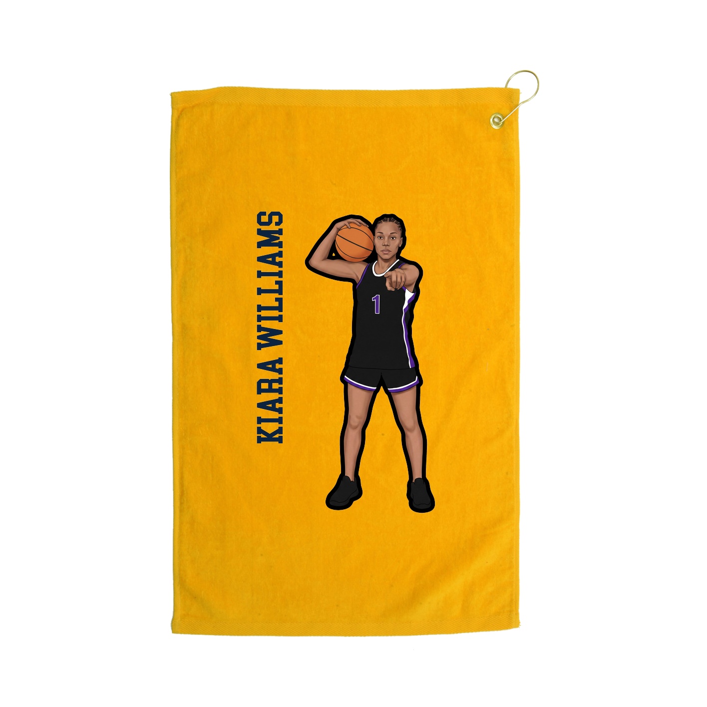 Golf Towel — Name Vertical in Gold