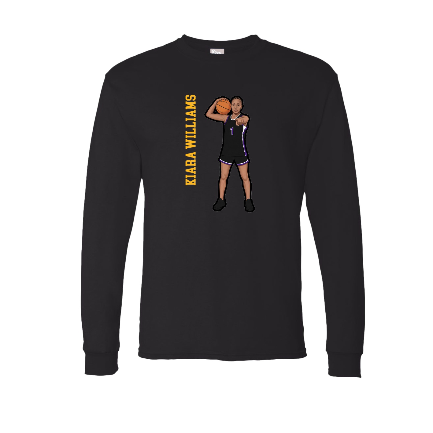 Long Sleeve Tee — Name Vertical in Black