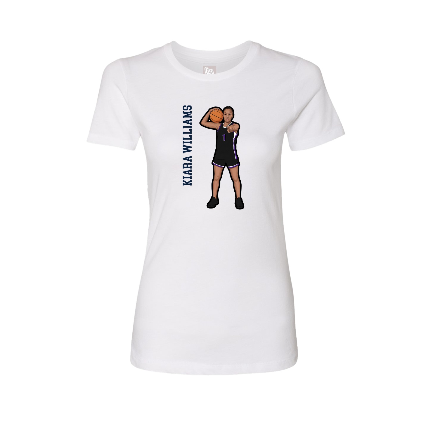 Fitted Women's Tee — Name Vertical in White
