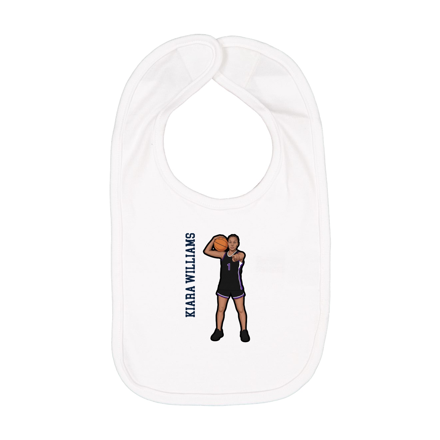 Infant Bib — Name Vertical in White