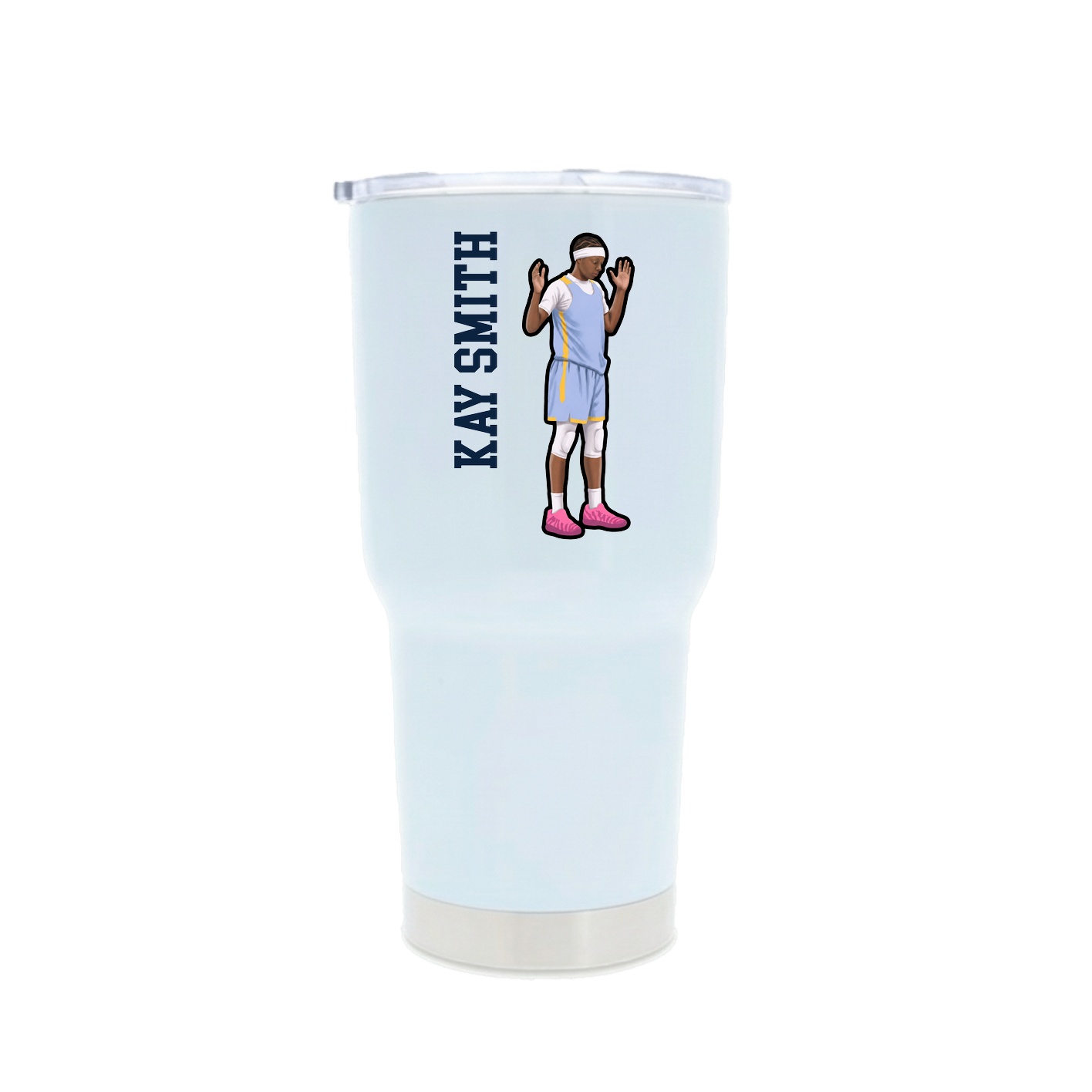 30oz Stainless Steel Tumbler — Name Vertical in White