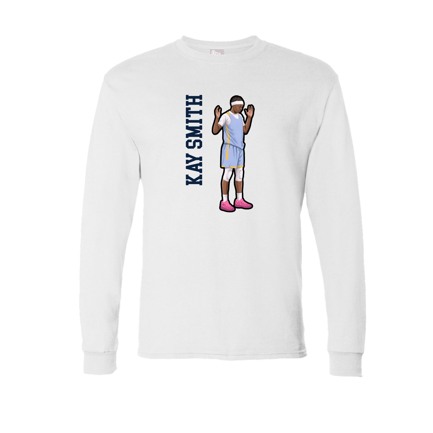 Long Sleeve Tee — Name Vertical in White