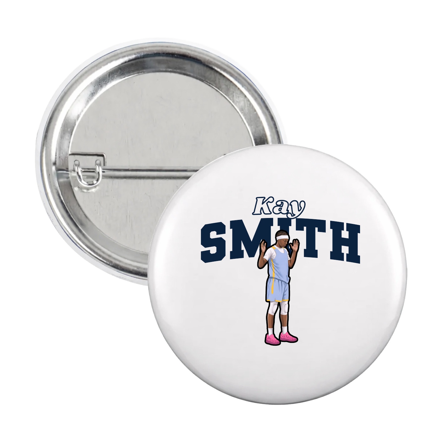 Game Day Button — Name Arch in White