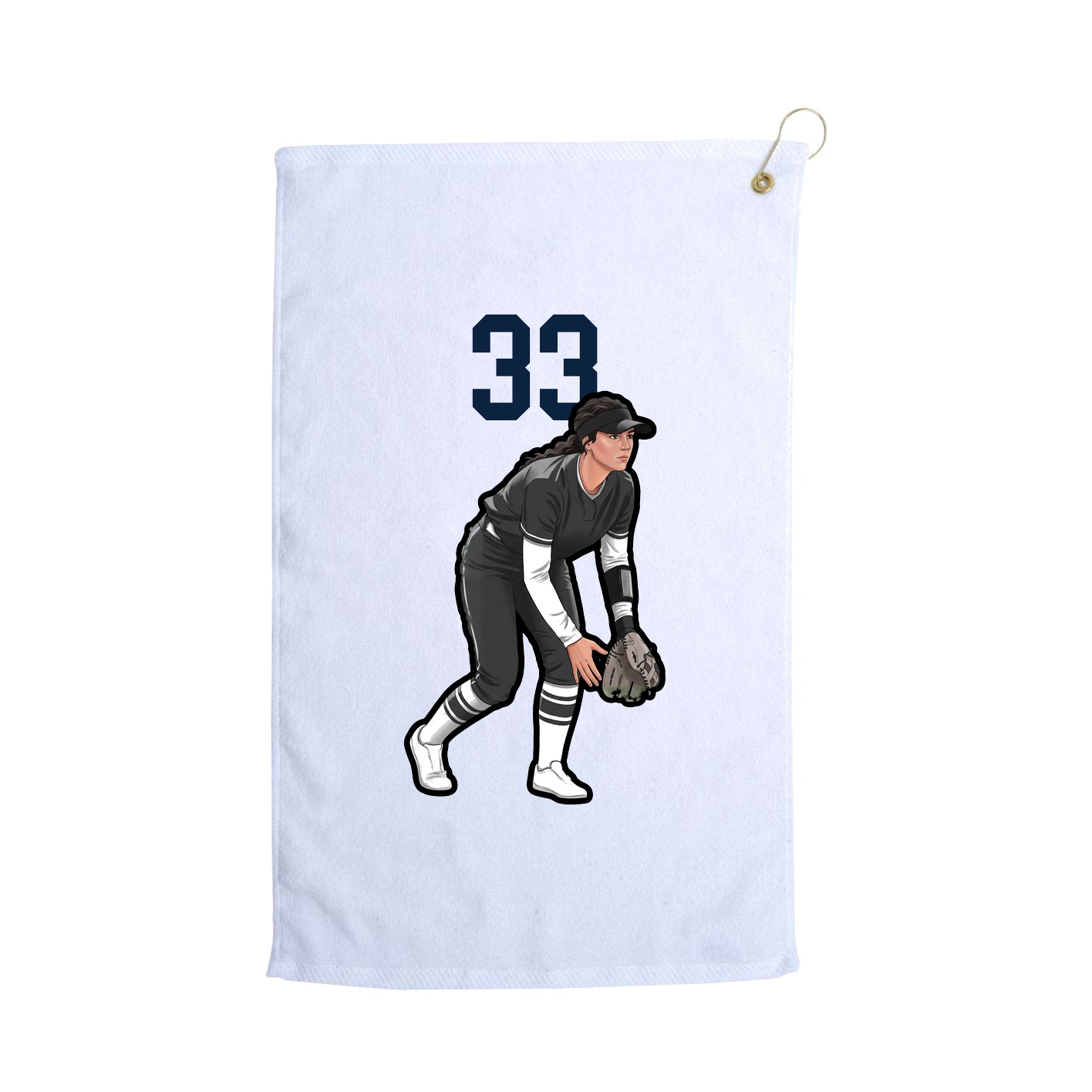 Golf Towel — Number Top in White