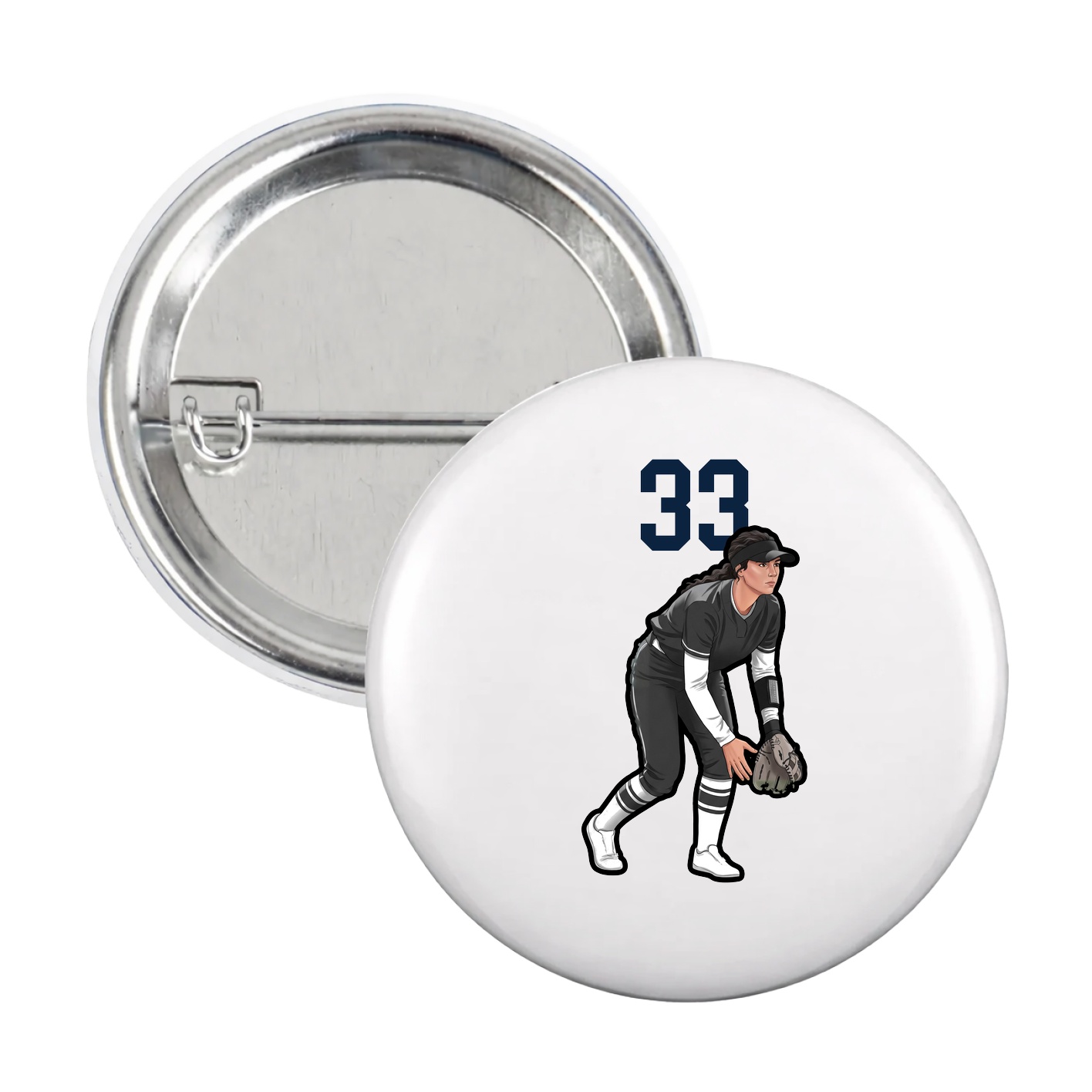 Game Day Button — Number Top in White