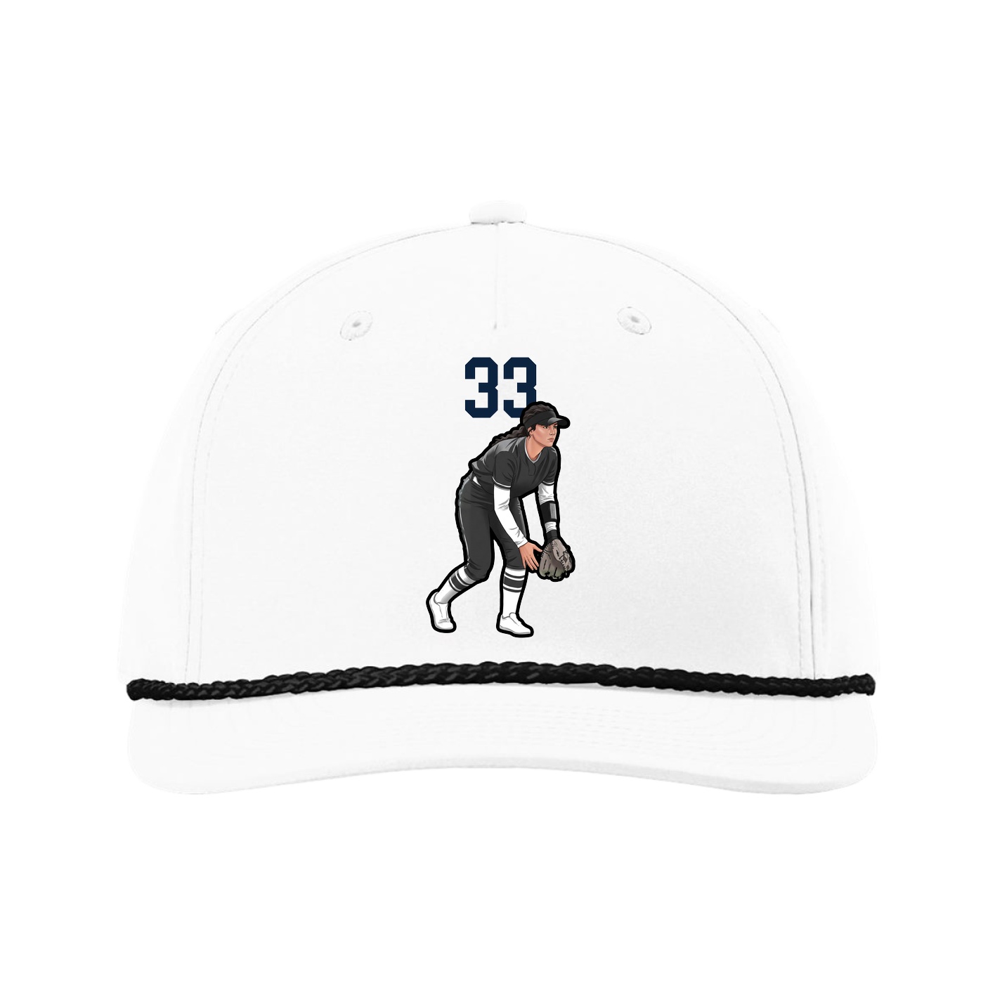 Five-Panel Classic Rope Cap — Number Top in White