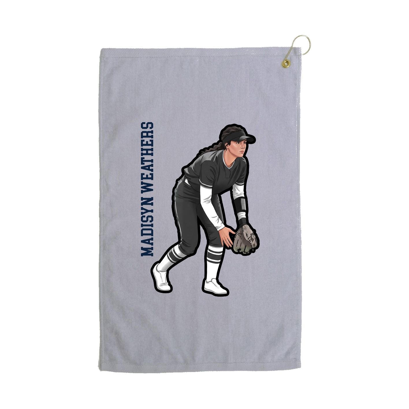 Golf Towel — Name Vertical in Grey