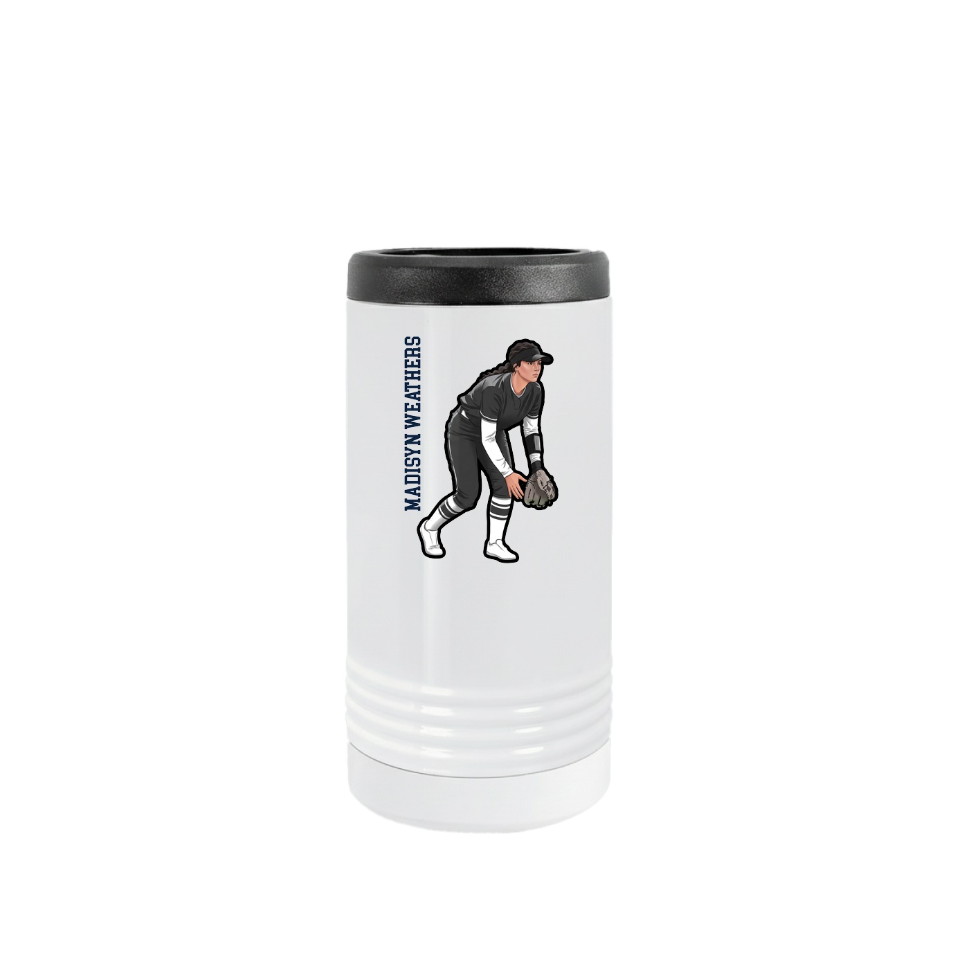 Slim Beverage Holder — Name Vertical in White