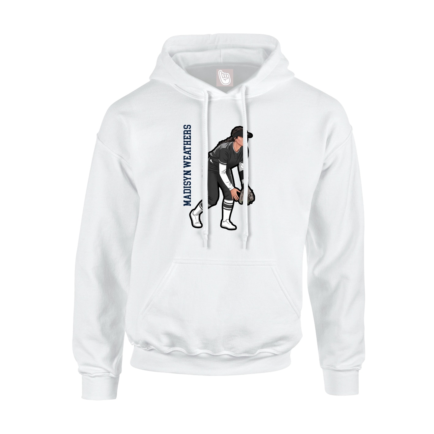 Youth Hoodie — Name Vertical in White