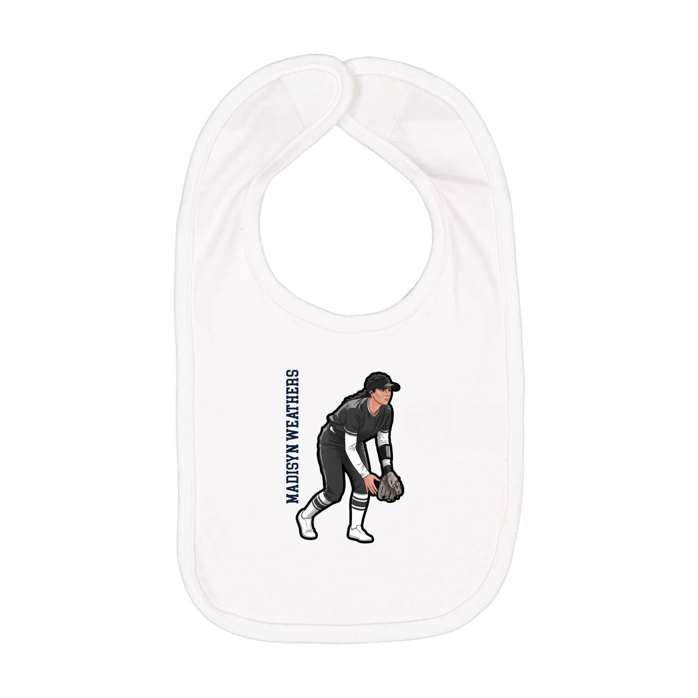 Infant Bib — Name Vertical in White