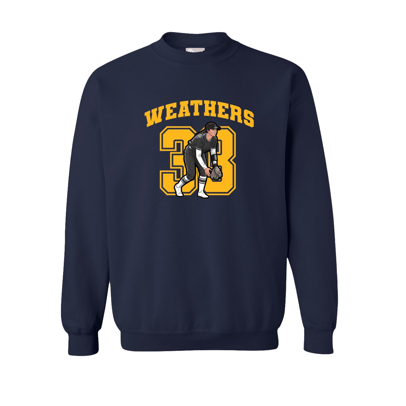 Fleece Crew — Number in Navy