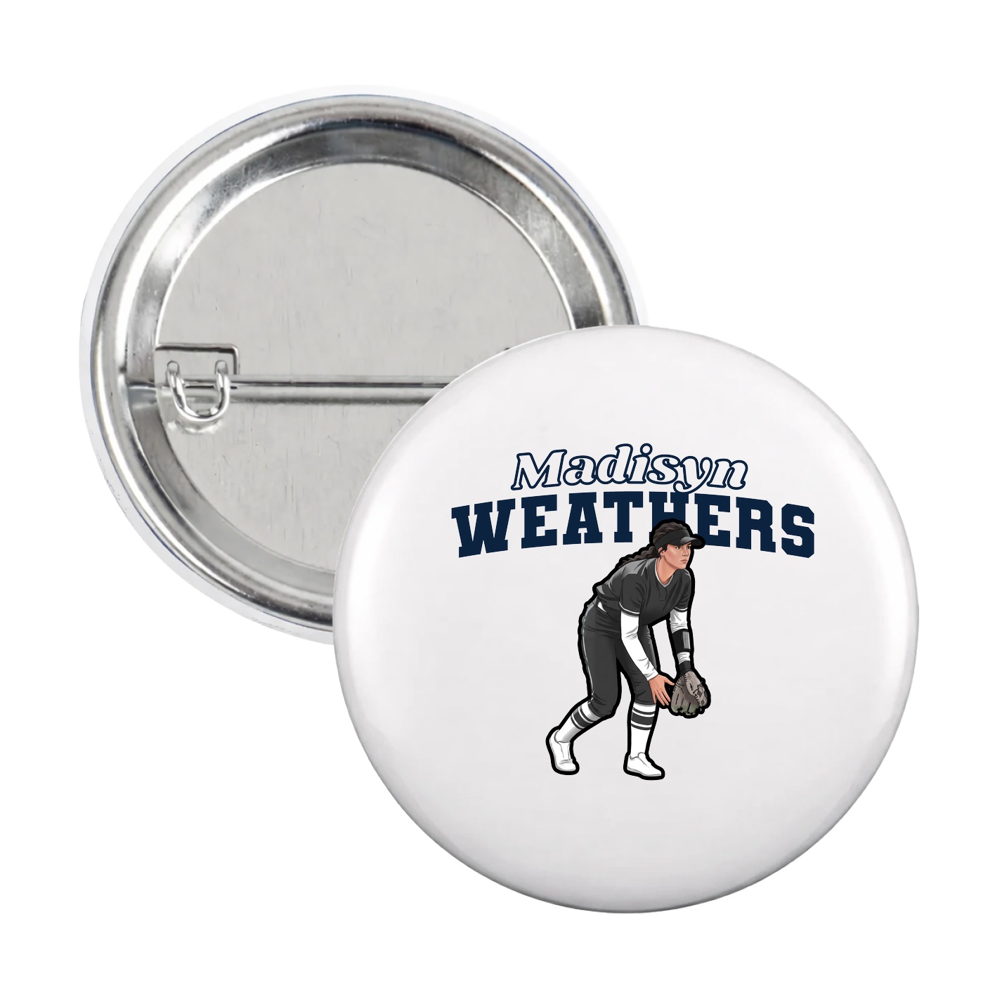 Game Day Button — Name Arch in White