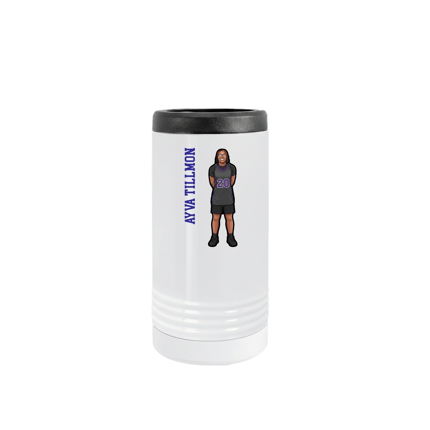 Slim Beverage Holder — Name Vertical in White
