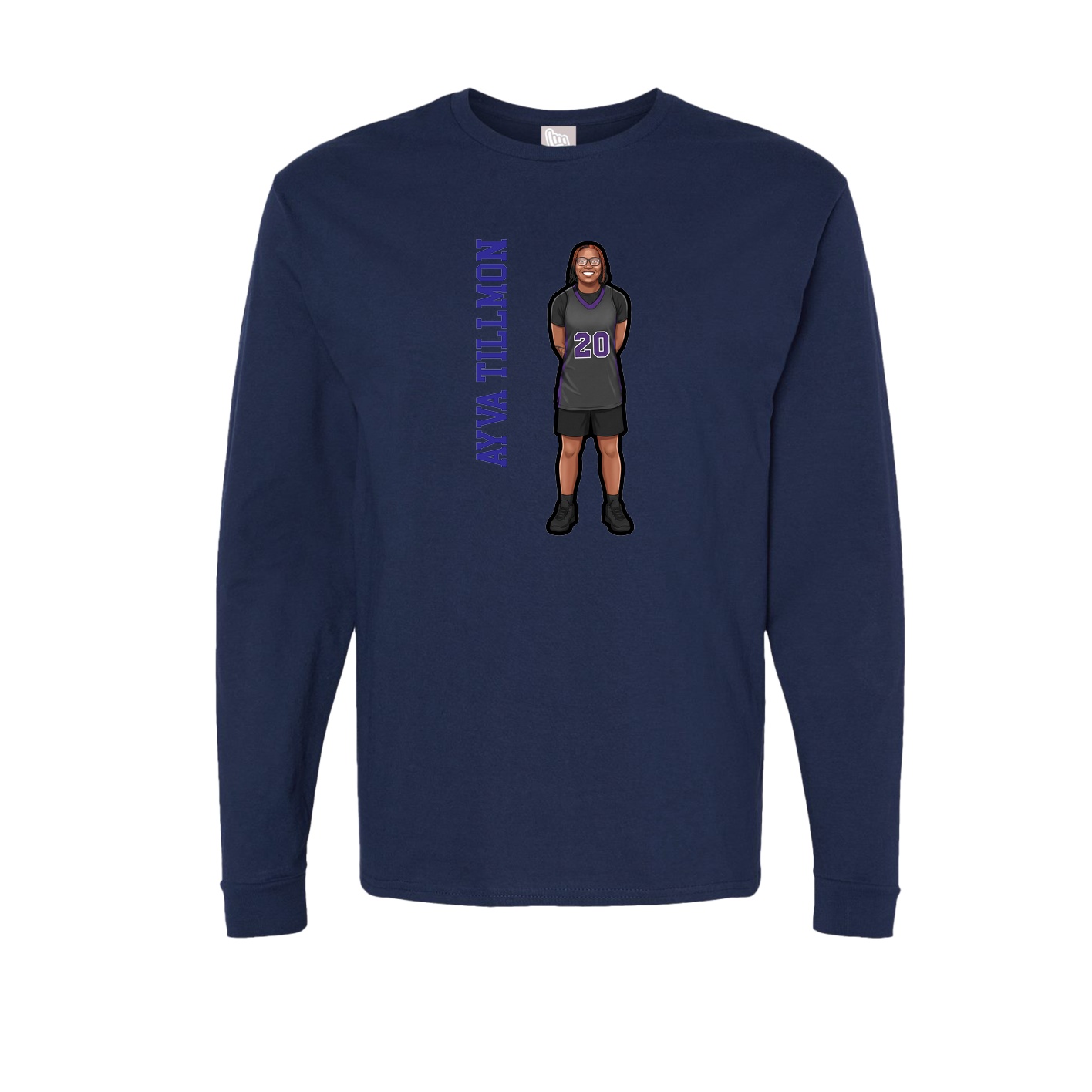 Long Sleeve Tee — Name Vertical in Navy