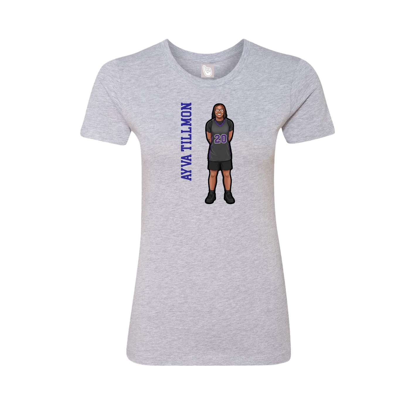 Womens Tee — Name Vertical in Grey