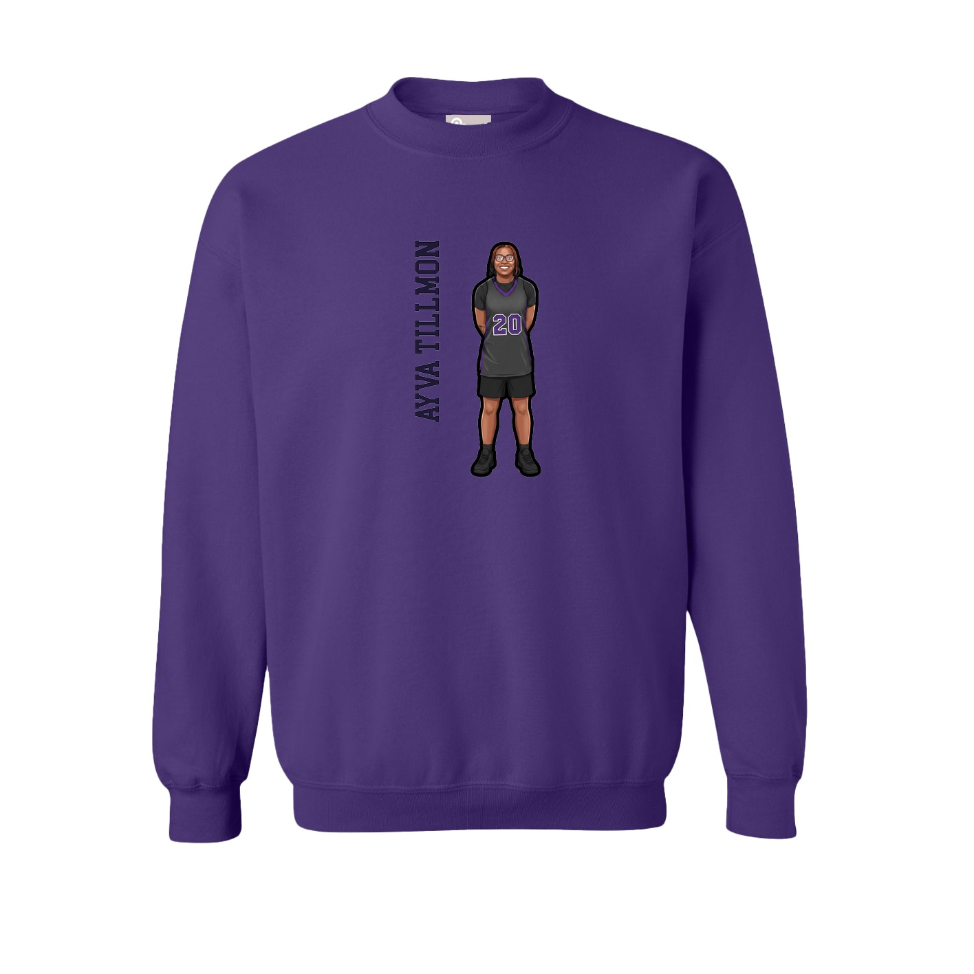 Fleece Crew — Name Vertical in Purple