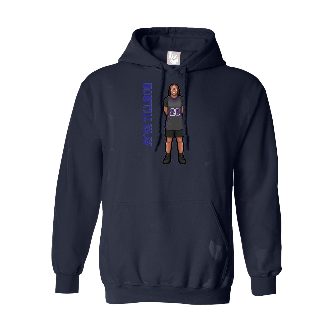Youth Hoodie — Name Vertical in Navy