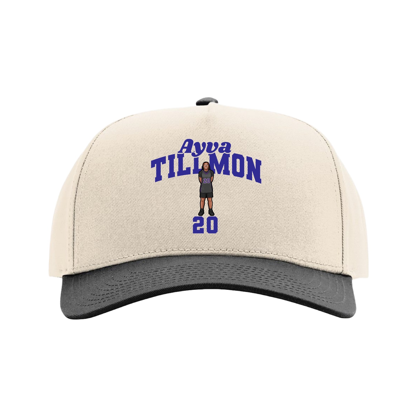 Full Fabric Five-Panel Champ Cap — Signature Arch in Cream/Black