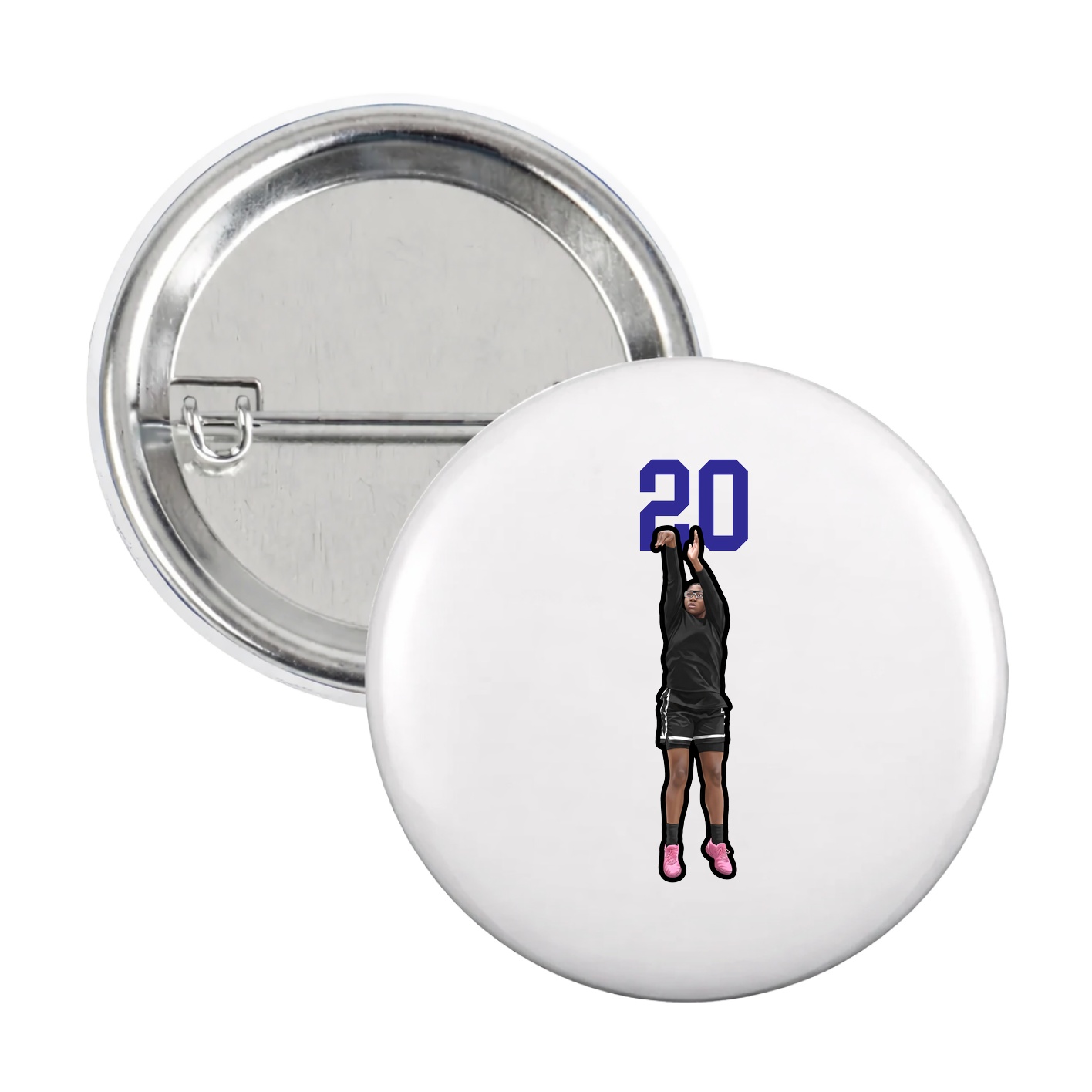 Game Day Button — Number Top in White