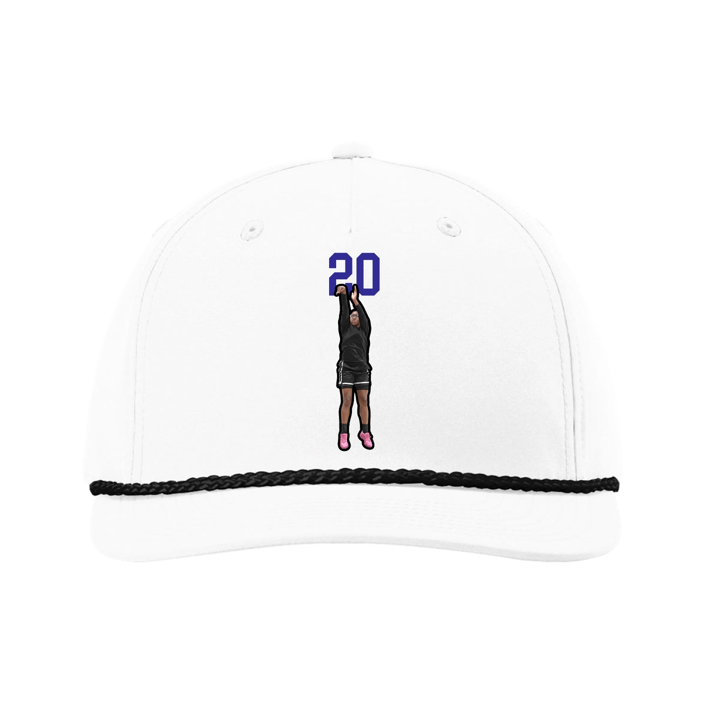 Five-Panel Classic Rope Cap — Number Top in White