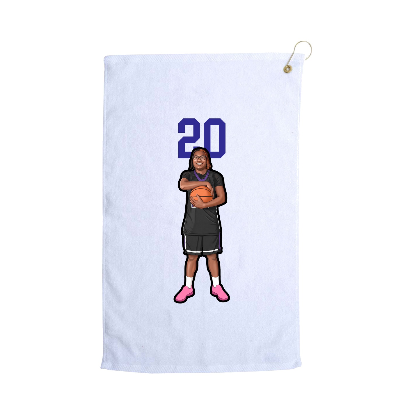 Golf Towel — Number Top in White