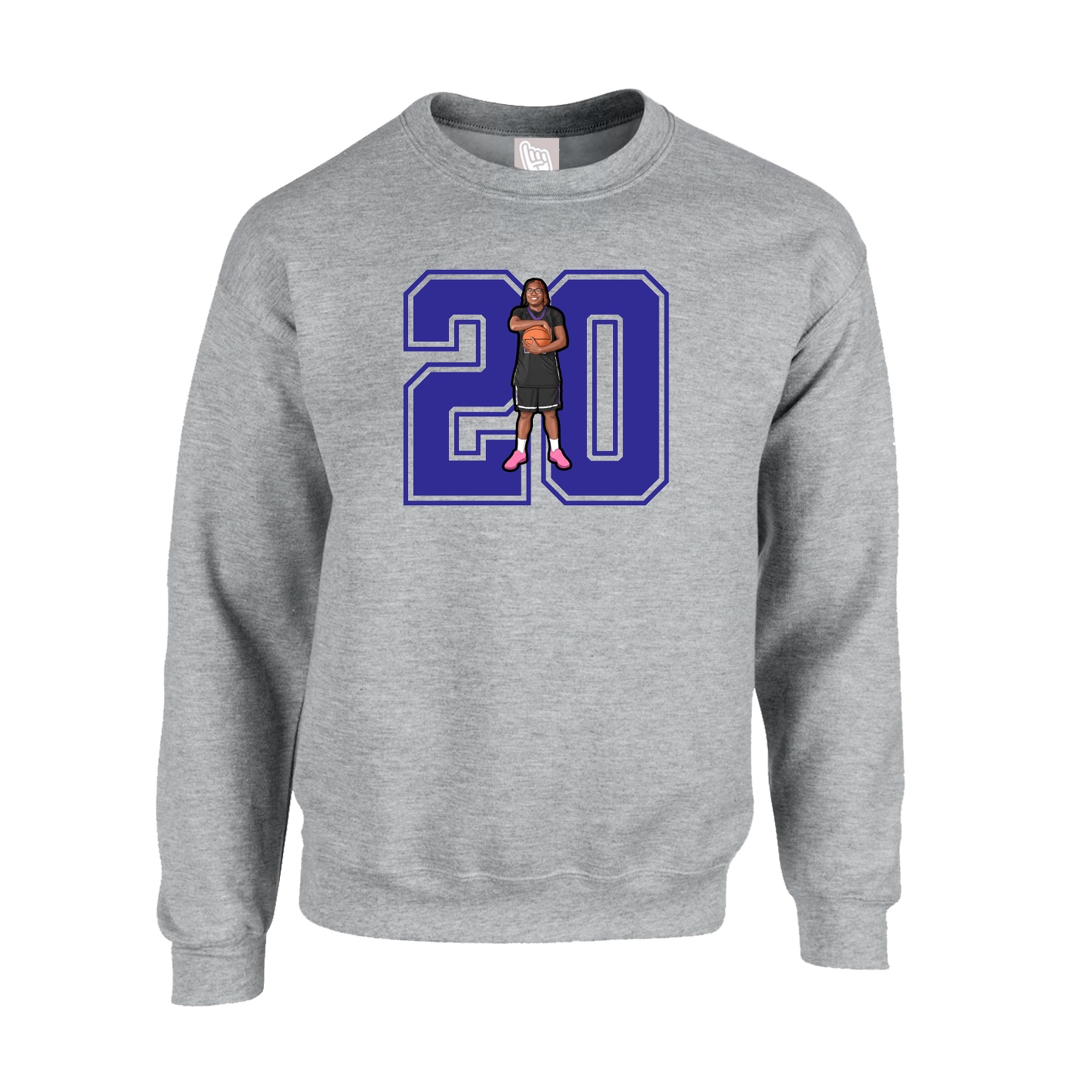 Fleece Crew — Number in Grey