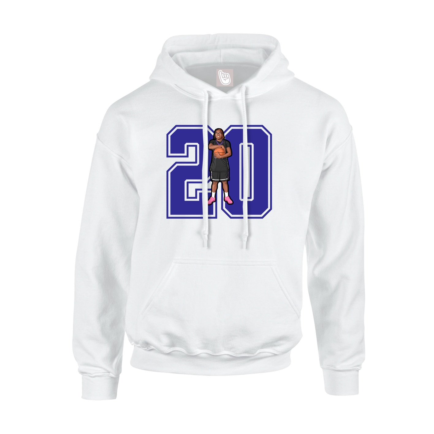 Youth Hoodie — Number in White