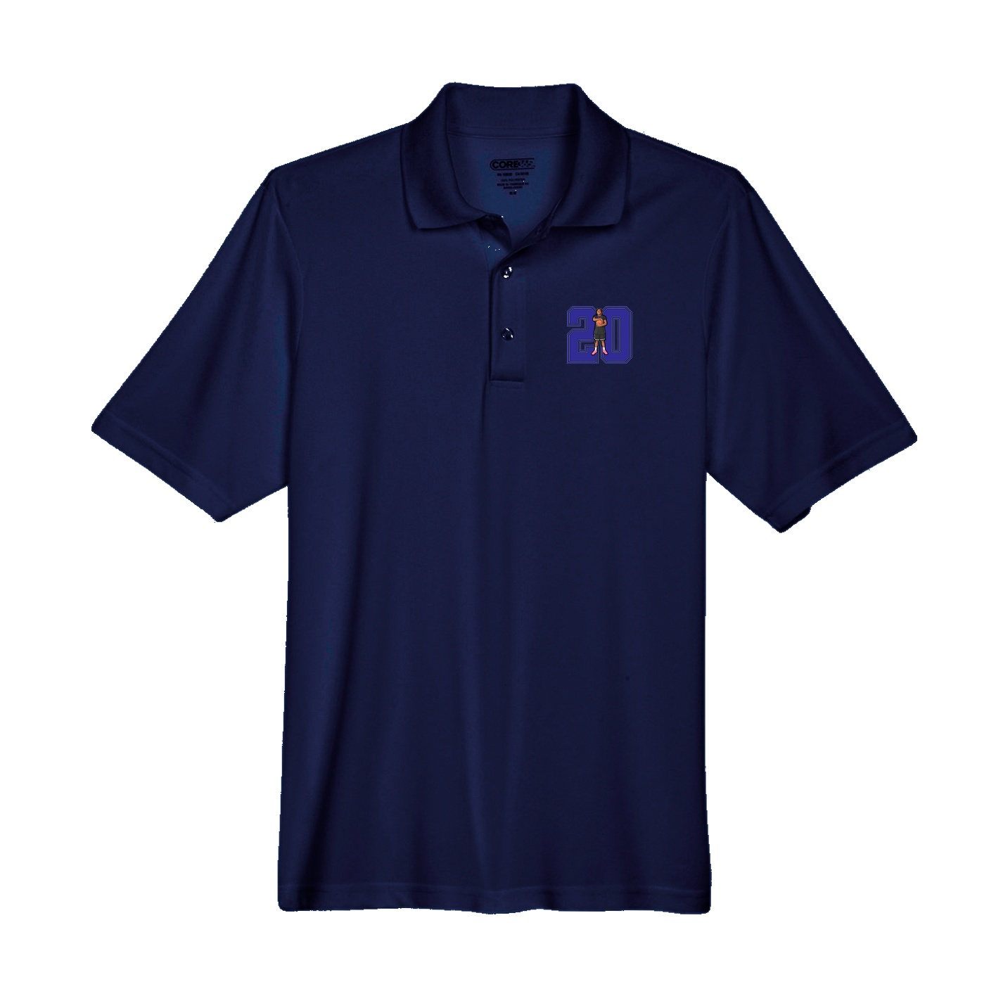 Performance Polo — Number in Navy