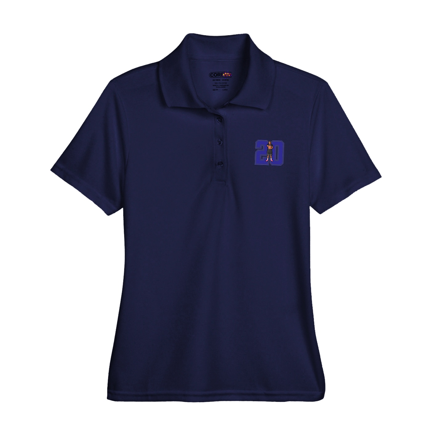 Womens Performance Polo — Number in Navy