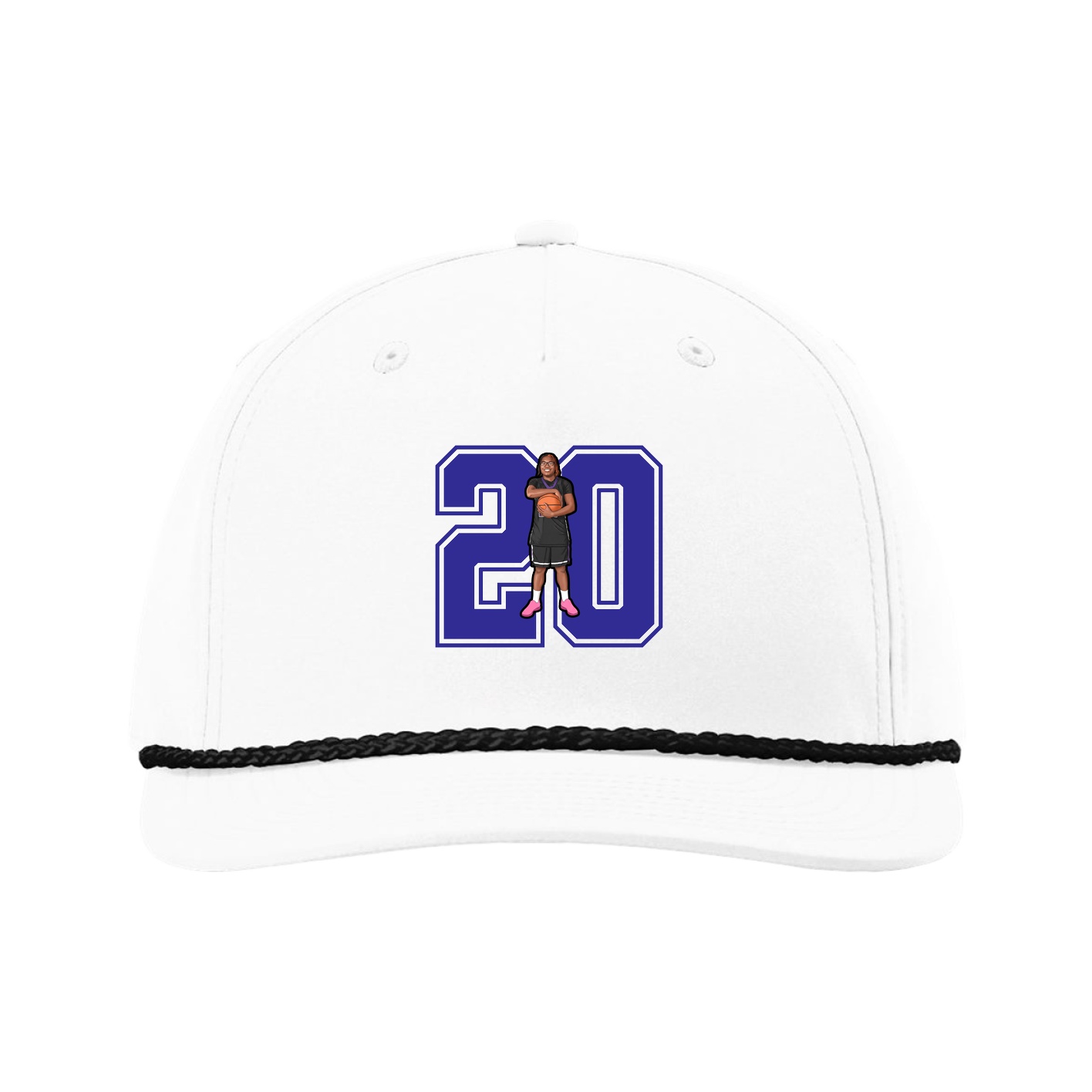 Five-Panel Classic Rope Cap — Number in White