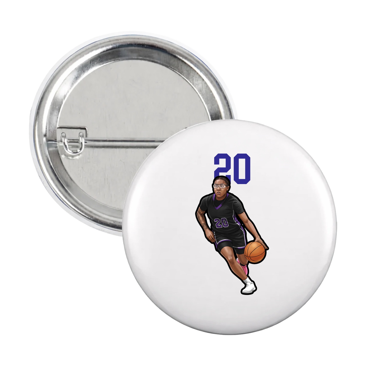 Game Day Button — Number Top in White