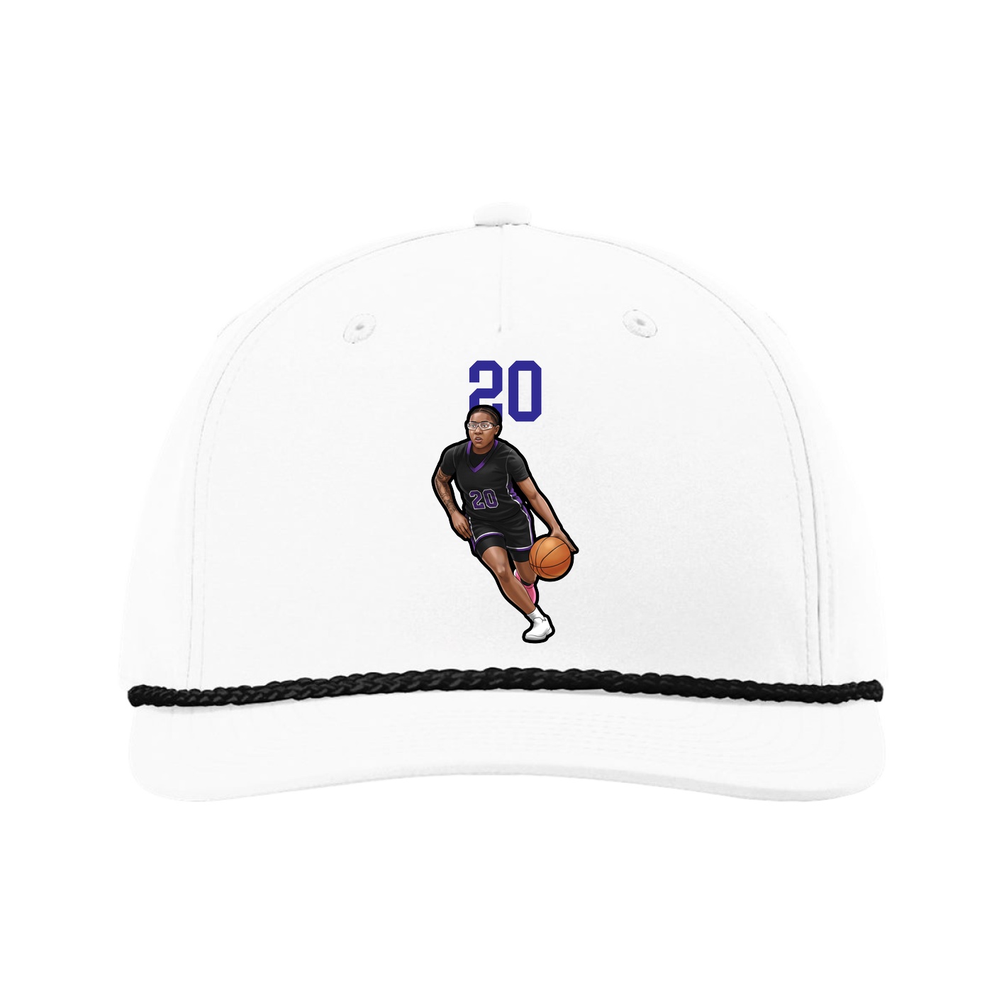 Five-Panel Classic Rope Cap — Number Top in White
