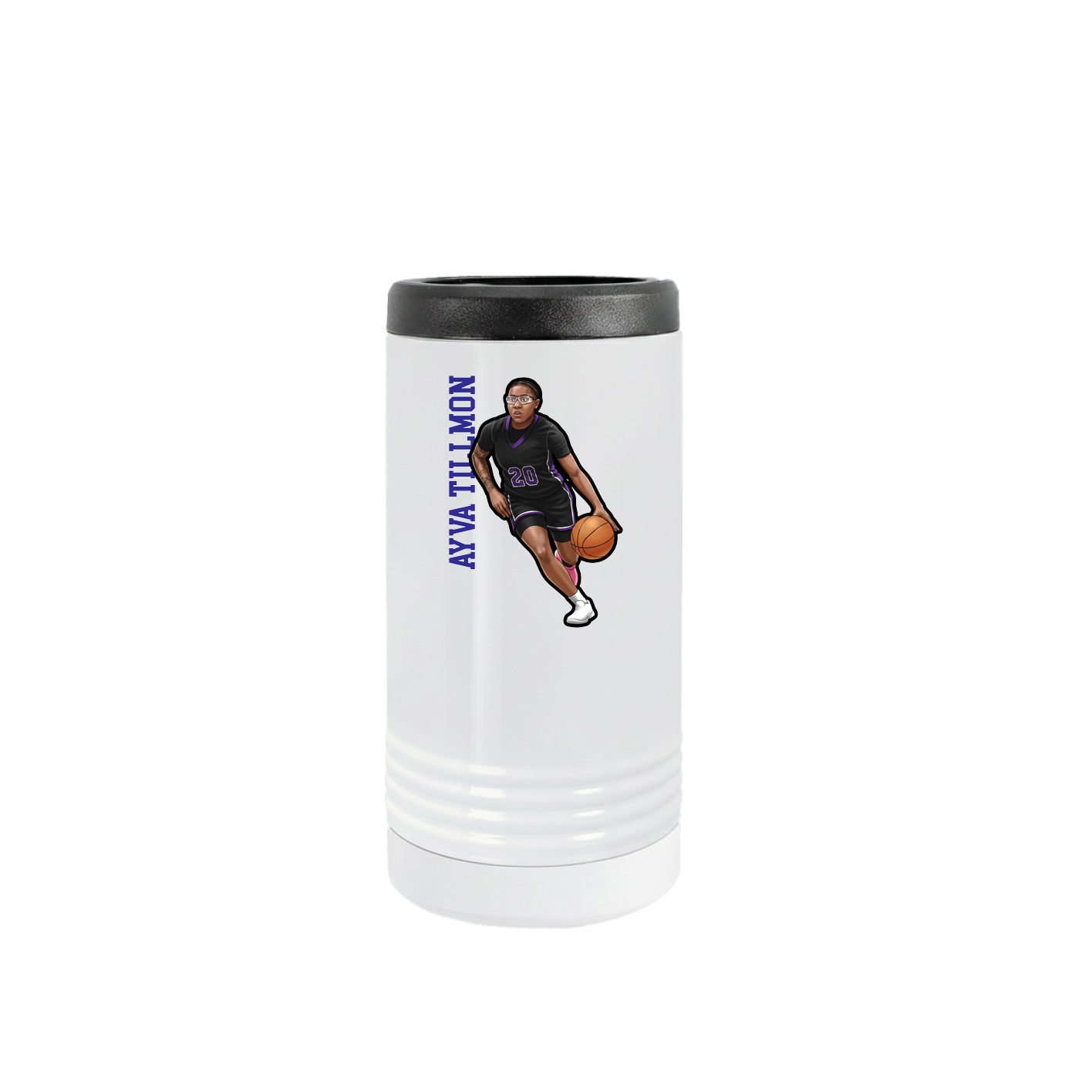 Slim Beverage Holder — Name Vertical in White