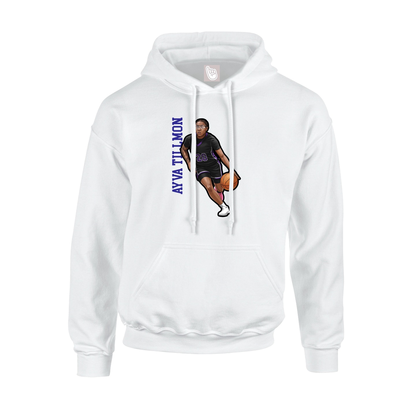 Youth Hoodie — Name Vertical in White