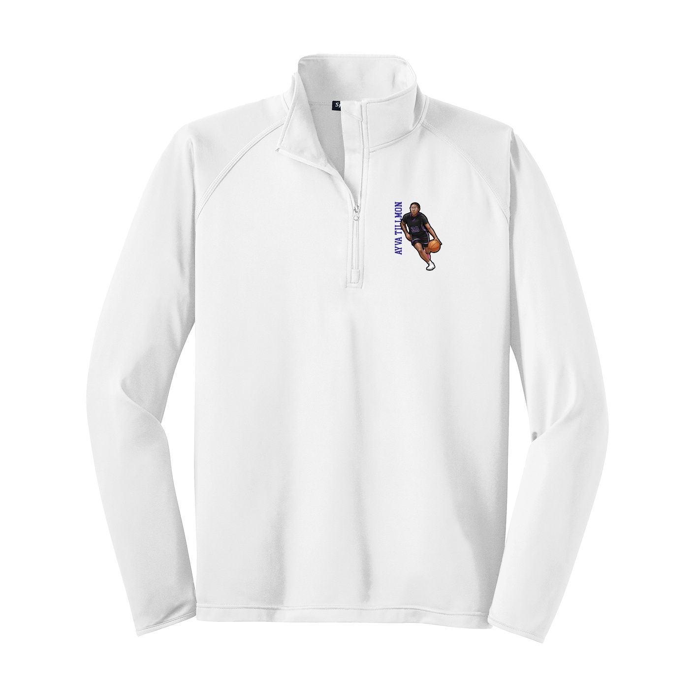 Q-Zip Pullover — Name Vertical in White
