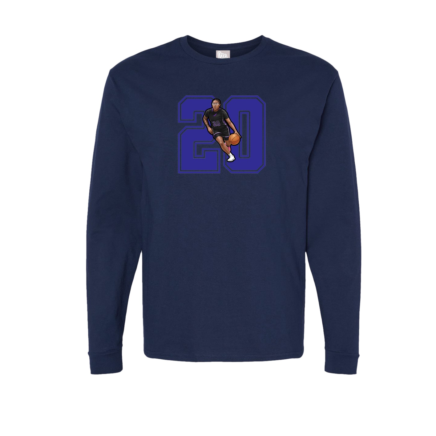 Long Sleeve Tee — Number in Navy