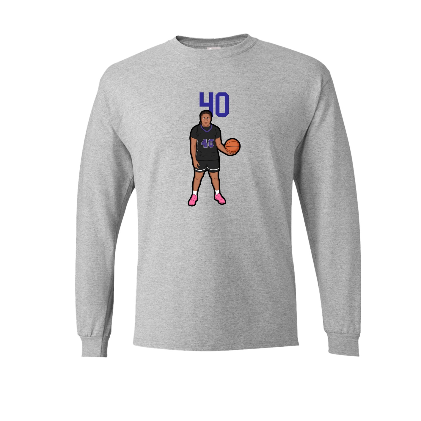 Long Sleeve Tee — Number Top in Grey