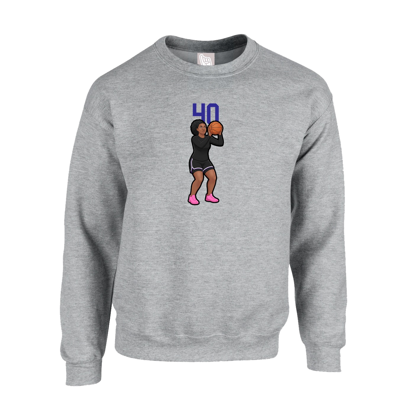 Fleece Crew — Number Top in Grey