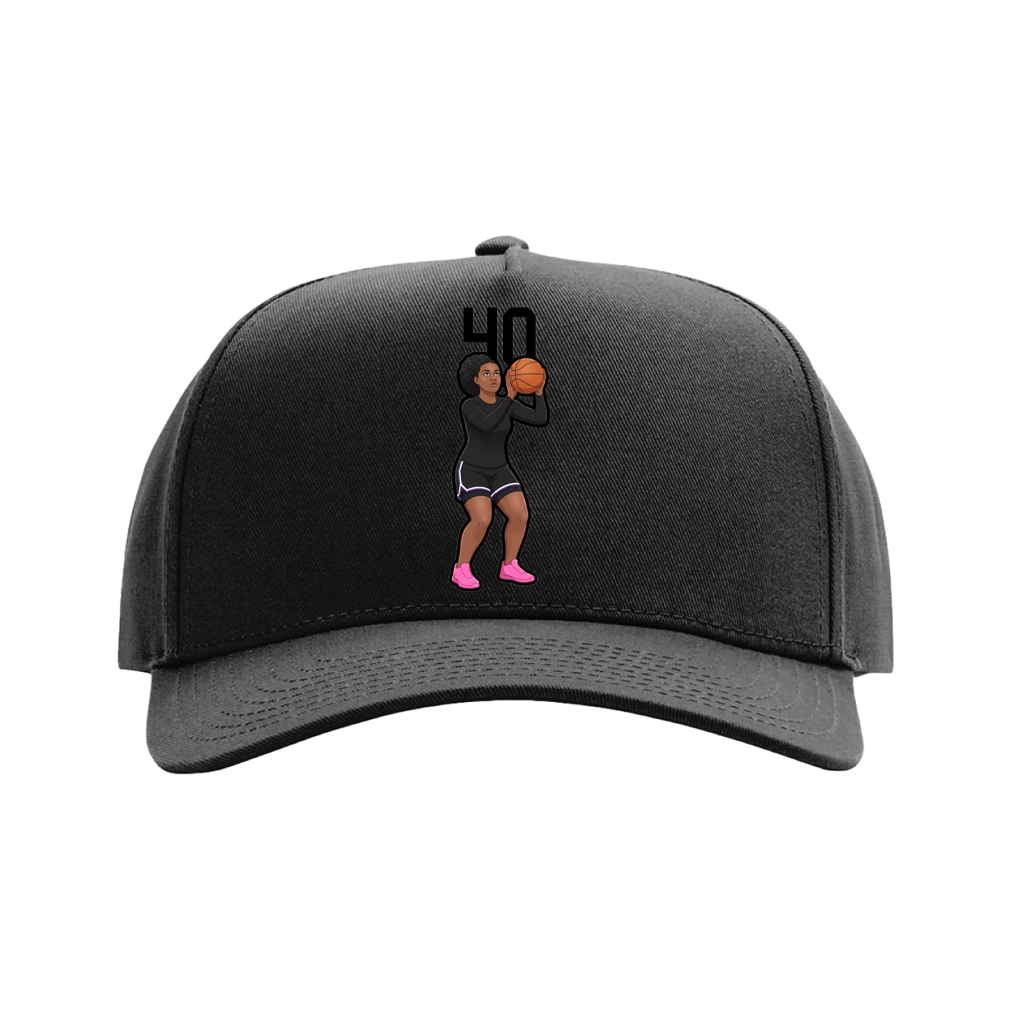 Full Fabric Five-Panel Champ Cap — Number Top in Black