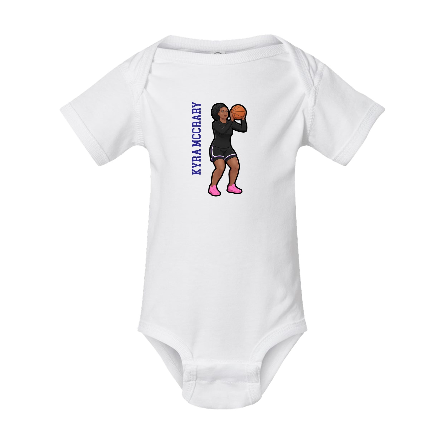 Baby Onesie — Name Vertical in White