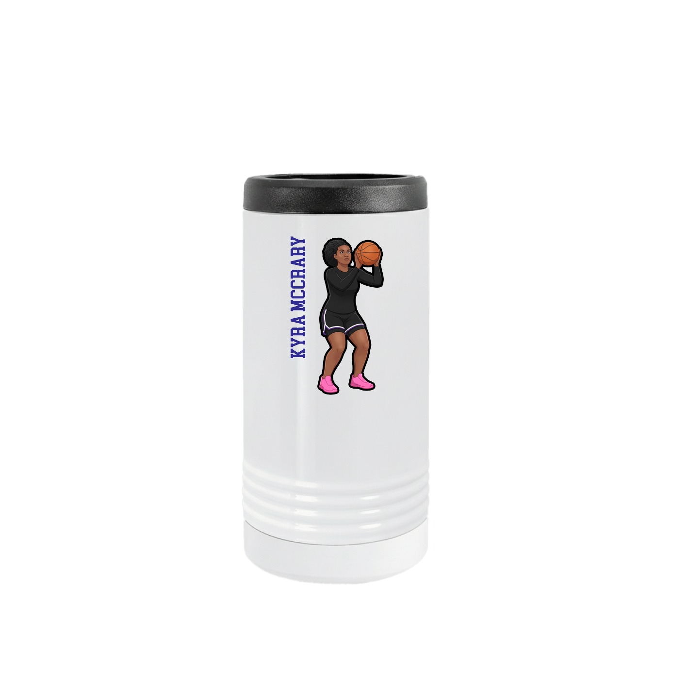 Slim Beverage Holder — Name Vertical in White