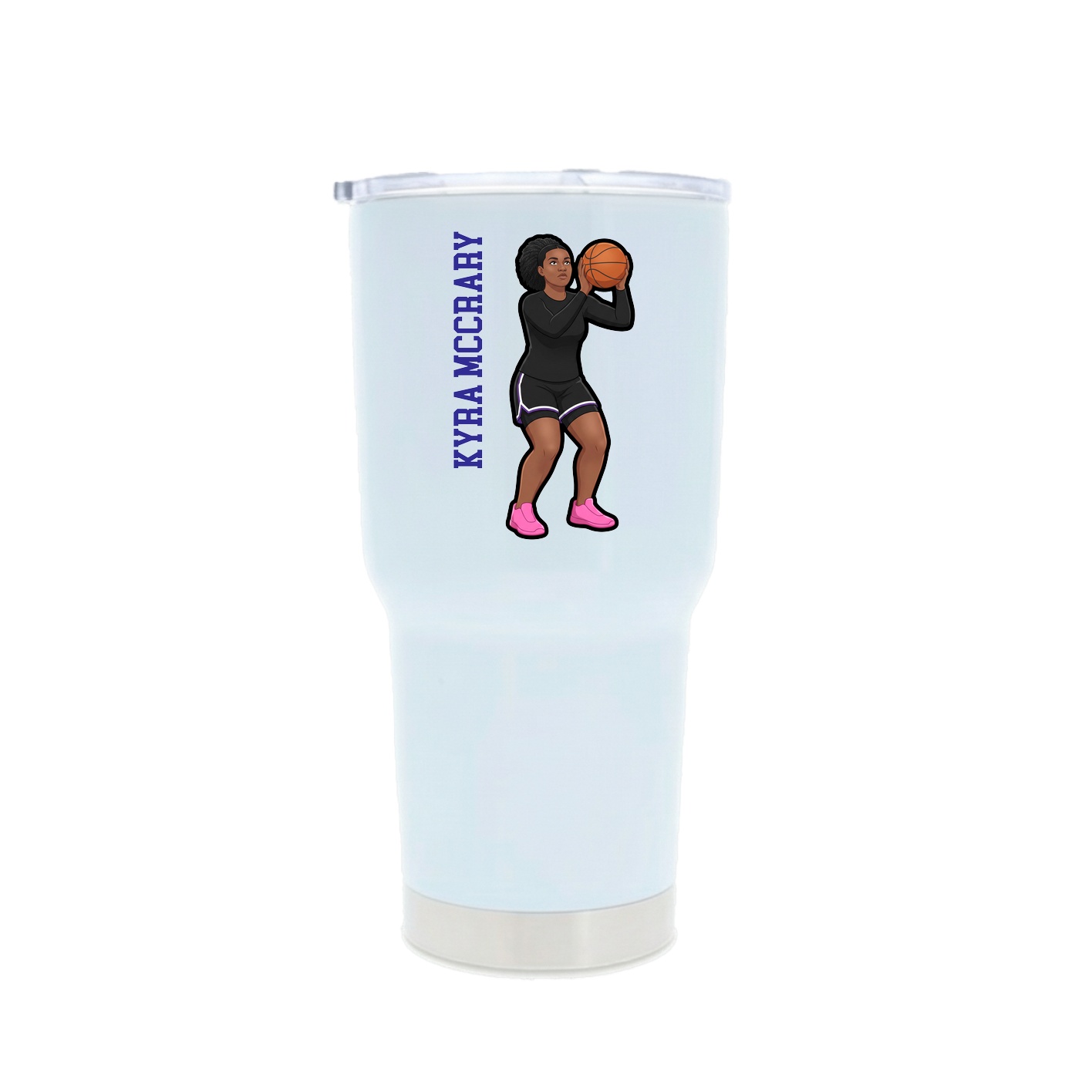 30oz Stainless Steel Tumbler — Name Vertical in White