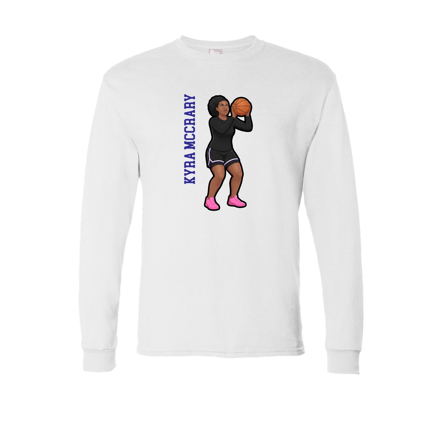 Long Sleeve Tee — Name Vertical in White