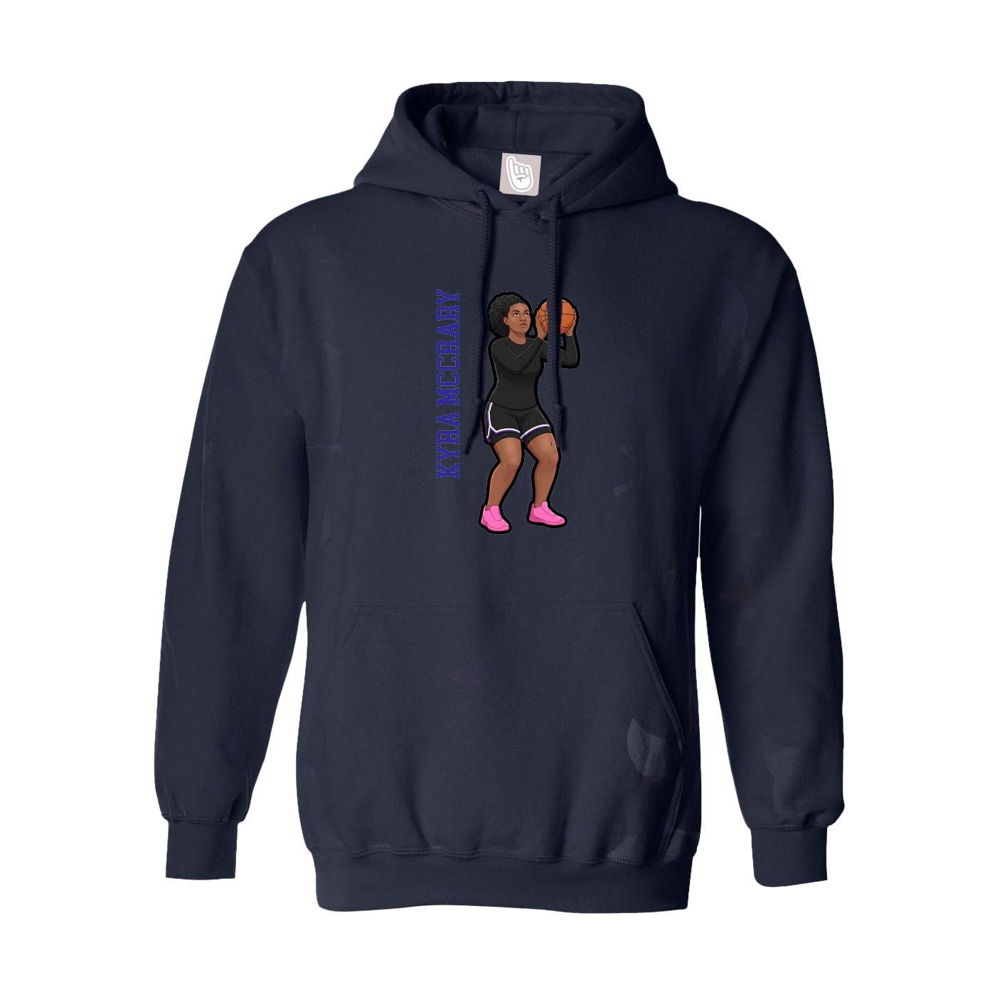 Hoodie — Name Vertical in Navy