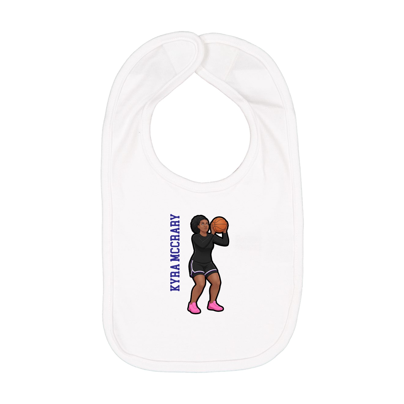 Infant Bib — Name Vertical in White