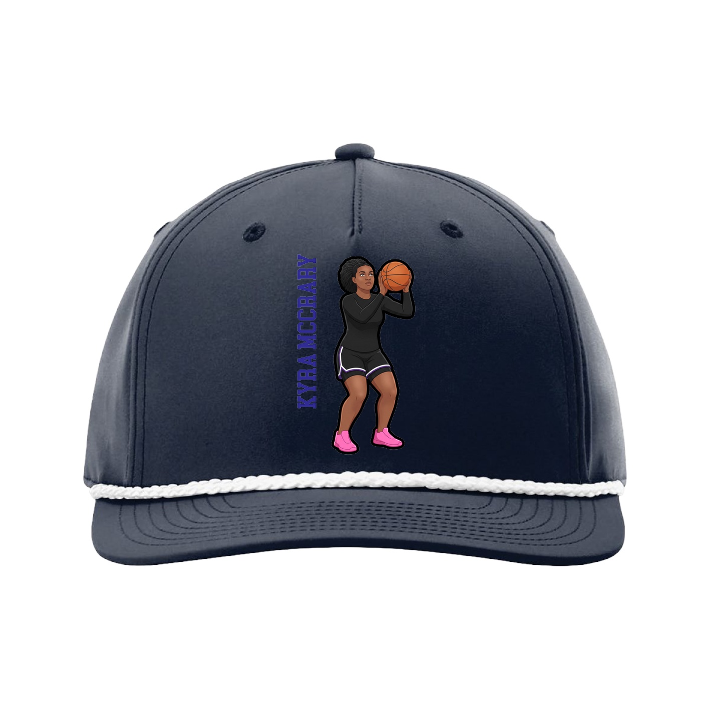 Five-Panel Classic Rope Cap — Name Vertical in Navy
