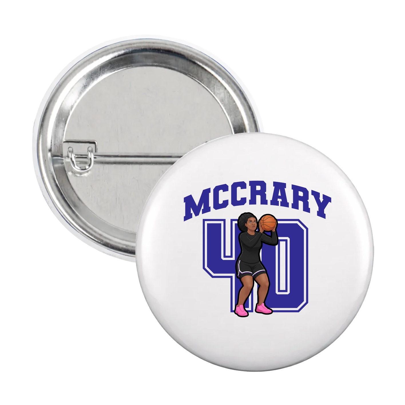 Game Day Button — Number in White