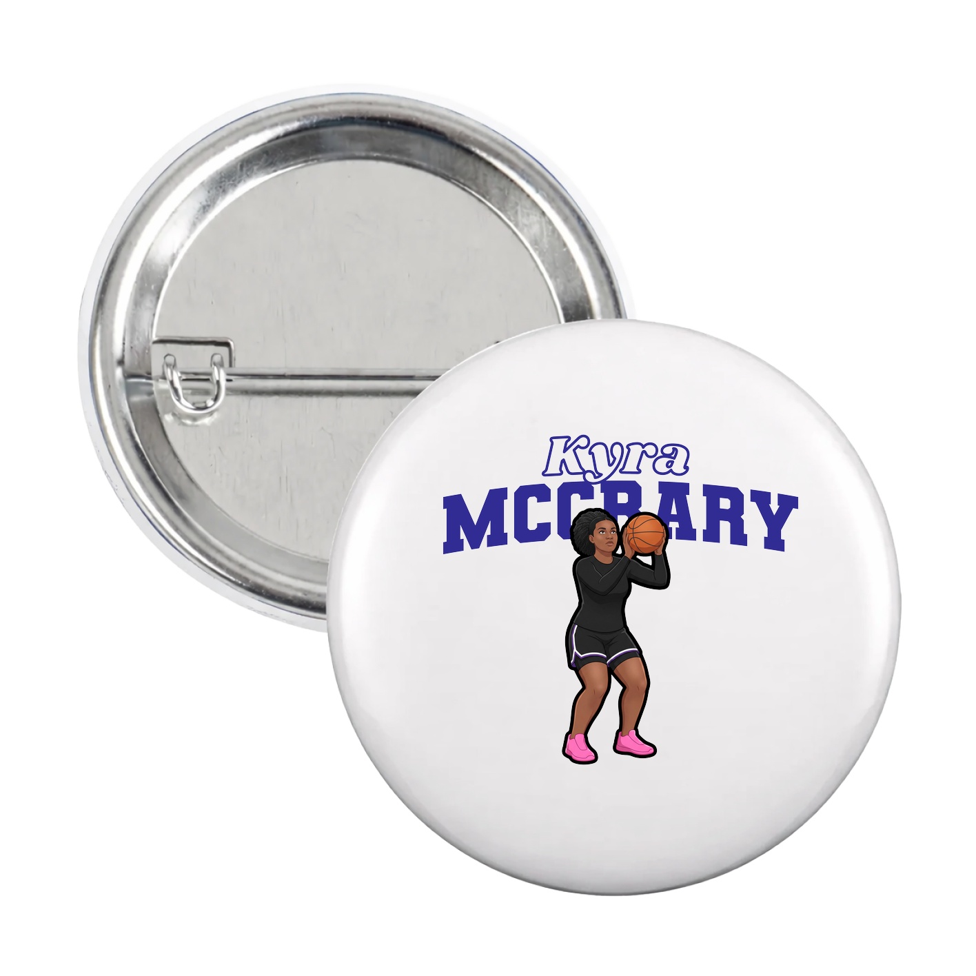 Game Day Button — Name Arch in White