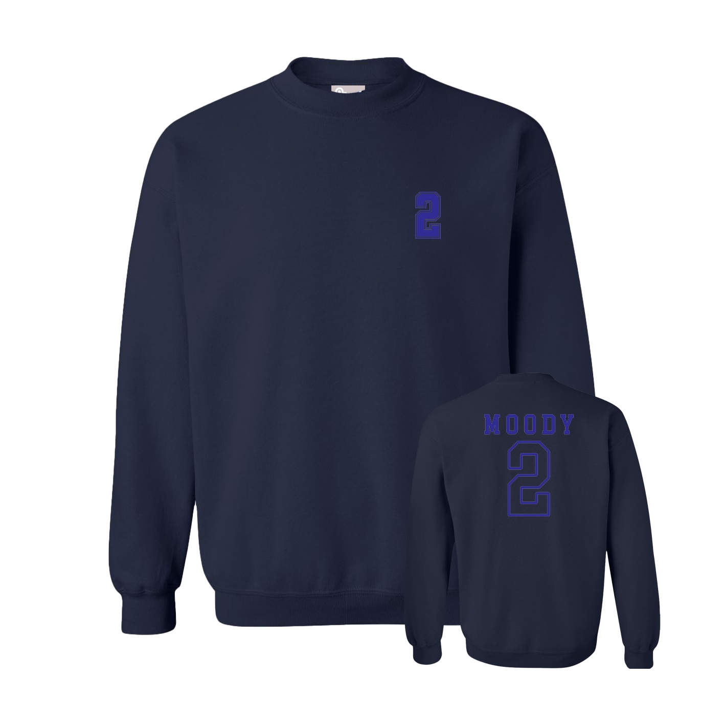 Fleece Crew — Chest Back in Navy